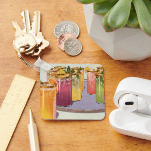 Porte-clés Boissons vintages, boissons avec glaçons sur plate