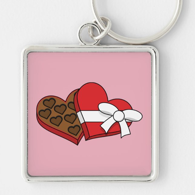 Porte-clés Boîte à chocolat de coeur de la Saint-Valentin (Devant)