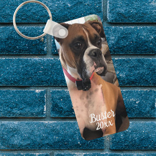 Porte-clés Boîte Boxer Photo Typographie Blanche Personnali