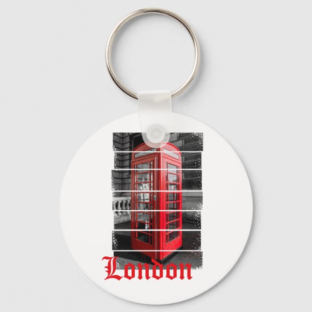 Porte-clés Boîte téléphonique Londres Souvenir Vintage (Recto)
