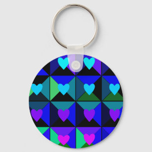 Porte-clés Boîtes de cœurs bleus