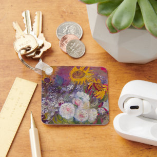 Porte-clés Bol avec tournesols et roses par Vincent van Gogh