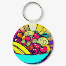 Porte-clés bol de fruits coloré | Nourriture Pop A