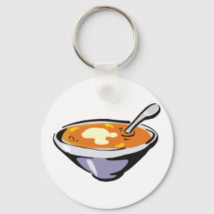 Porte-clés Bol de soupe de tomates avec cuillère