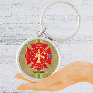 Porte-clés Bold Firefighter Maltese Cross Art