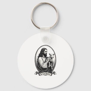Porte-clés Bon Pasteur Jésus Gravure Vintage Chemise de Foi