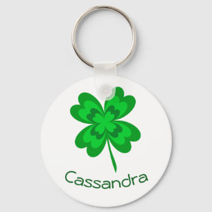 Porte-clés Bon Shamrock de chance Quatre feuilles Clocher Nom
