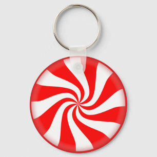 Porte-clés Bonbon de menthe blanche rouge