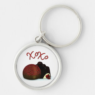 Porte-clés Bonbon Valentin XOXO et chocolat noir