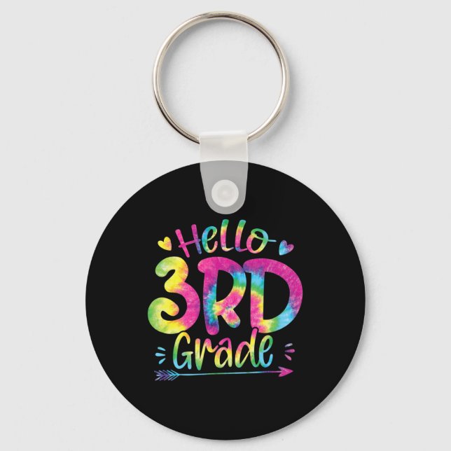Porte-clés Bonjour Enseignants de 3e année Étudiants Tie Dye  (Recto)