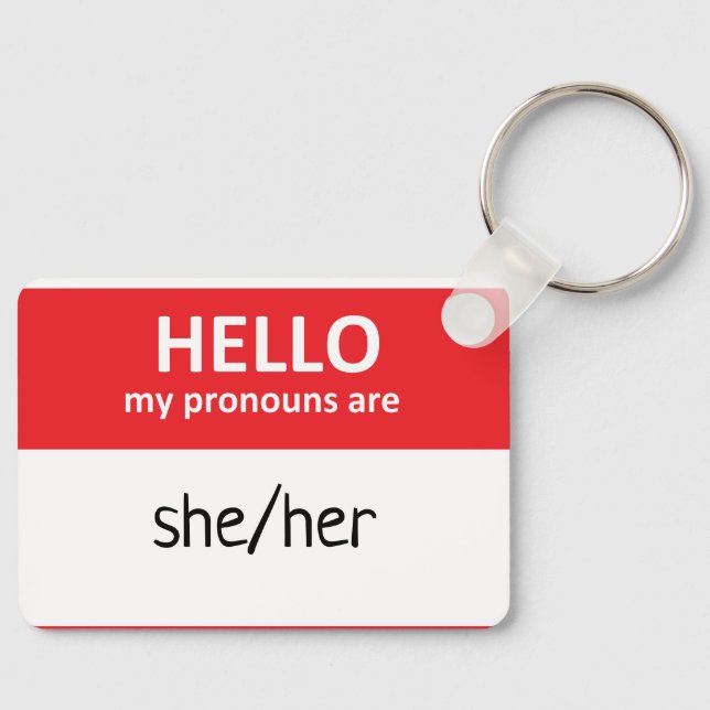 Porte-clés Bonjour Mes Pronononounes Sont Elle/Elle (Recto)