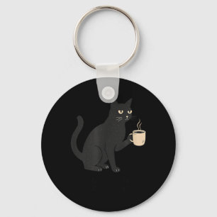 Porte-clés Bonjour obscurité, vieil ami, chat et café Hallowe