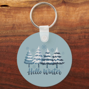 Porte-clés Bonjour Saison Hivernale Ambiance Arbres Flocons d