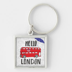 Porte-clés Bonjour signe en lettres de main de Londres   avec