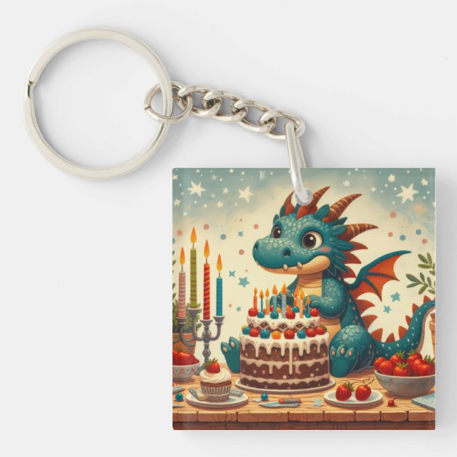 Porte-clés Bonne fête d'anniversaire du dragon (Devant)
