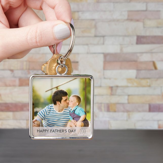 Porte-clés Bonne Fête des pères Photo personnalisée Papa et E (Créateur téléchargé)