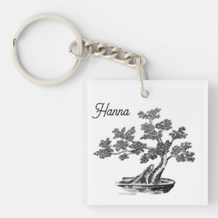 Porte-clés Bonsai - Style chinois - noir et blanc