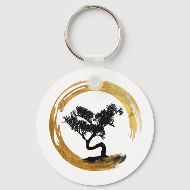 Porte-clés Bonsai Tree. Zen Enso Circl. Feng Shui Calligraphi (Recto)