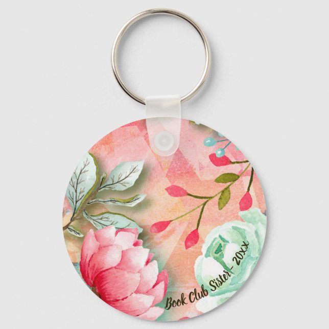 Porte-clés Book Club Monogramme Garden Flower Aquarelle (Recto)