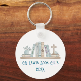 Porte-clés Book Club Watercolor Blue Customizable Key Chain