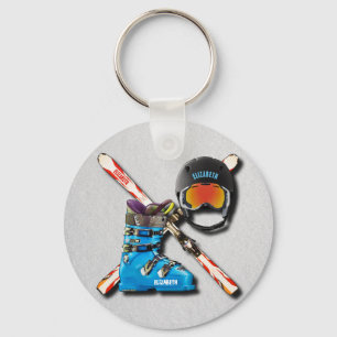 Porte-clés Boots De Ski Alpin Casque Googles Avec Votre Nom