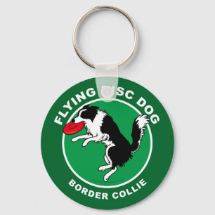 Porte-clés Border Collie Flying Disc Dog Keychain