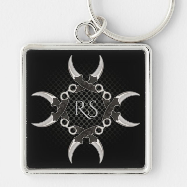 Porte-clés Bords pointus Monogrammes Lames incurvées 2 Porte  (Devant)