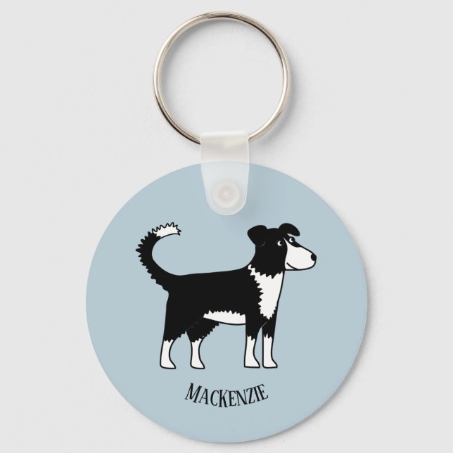 Porte-clés Bordure mignonne galloise Collie Sheepdog Nom pers (Recto)