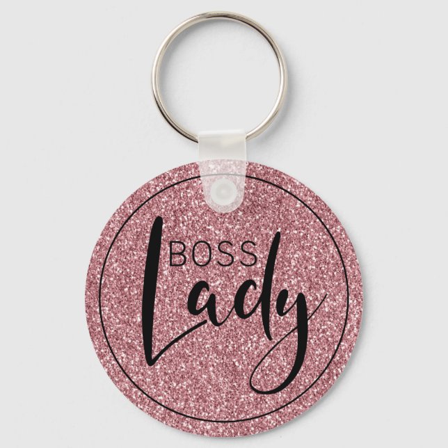 Porte-clés Boss Lady Logo Fille tendance Parties scintillant  (Recto)