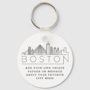 Porte-clés Boston Stylisée Skyline  Slogan personnalisé