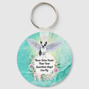 Porte-clés Boston Terrier angel ne conduit jamais plus vite q