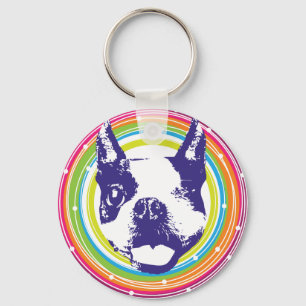 Porte-clés Boston Terrier - Cercles colorés