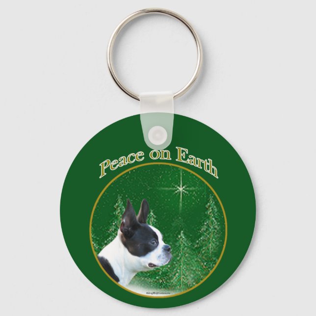 Porte-clés Boston Terrier Peace (Recto)