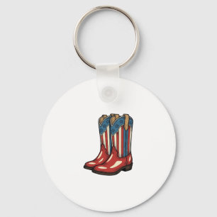 Porte-clés Bottes de cowgirl patriotiques vintage Chemise occ