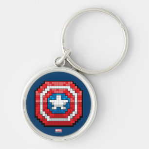 Porte-clés Bouclier Captain America pixelisé 16 bits