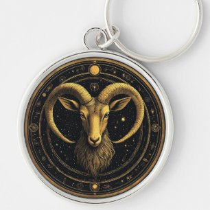 Porte-clés Bouclier Zodiaque du Bélier Doré