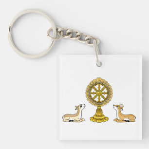 Porte-clés Bouddha Dharma Roue & Deers porte - clé