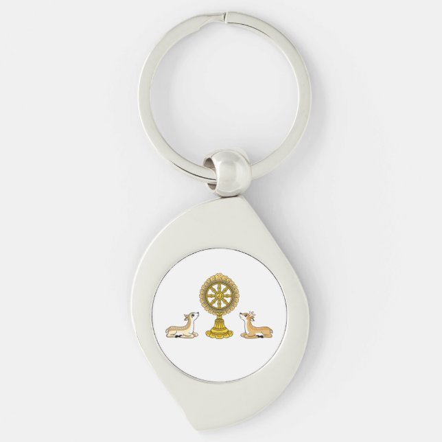 Porte-clés Bouddha Dharma Roue & Deers Porte - clé métallique (Devant)