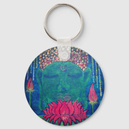 Porte-clés Bouddha méditation lotus fleur spirituelle zen