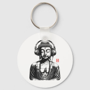 Porte-clés Bouddha Rétro Vintage Portant des Écouteurs
