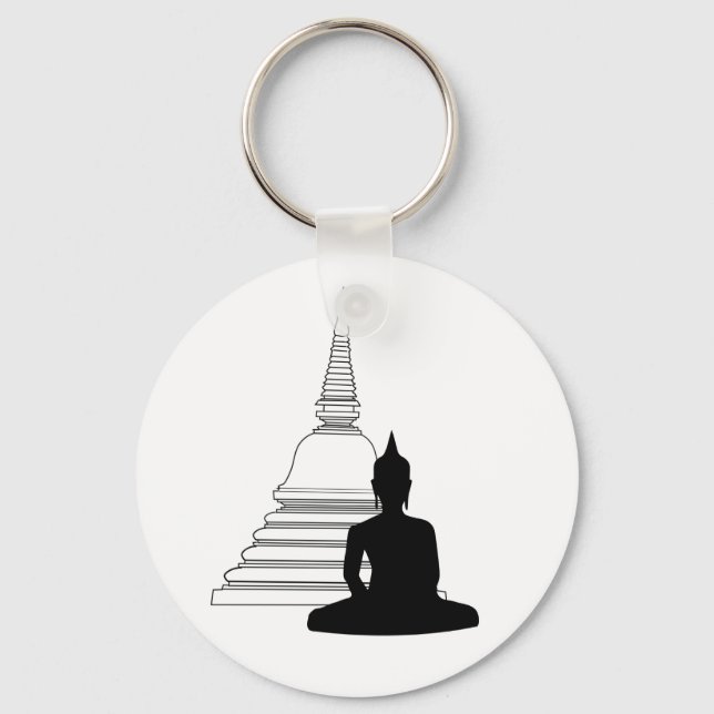 Porte-clés Bouddha Silhouette avec Stupa (Recto)