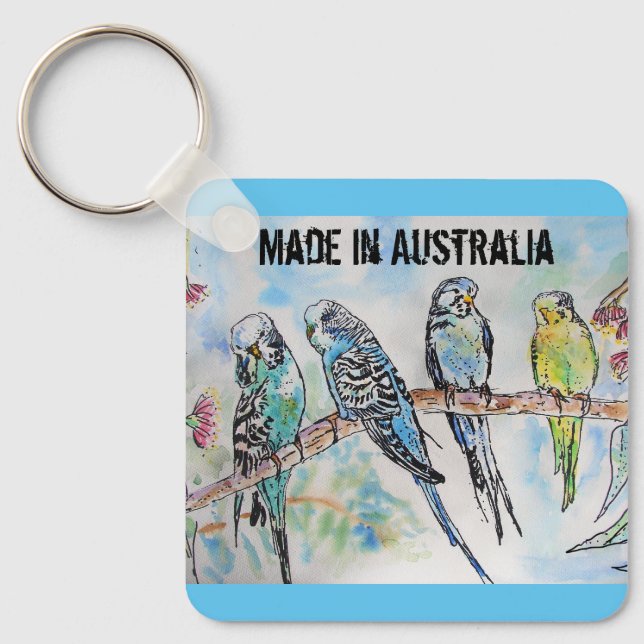 Porte-clés Boudin Aquarelle Oiseau Cute Fabriqué En Australie (Recto)