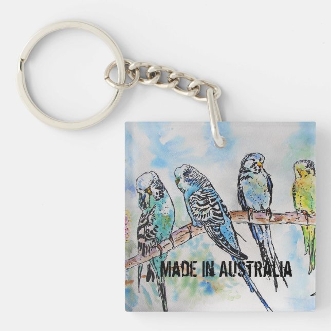Porte-clés Boudin Aquarelle Oiseau Cute Fabriqué En Australie (Devant)