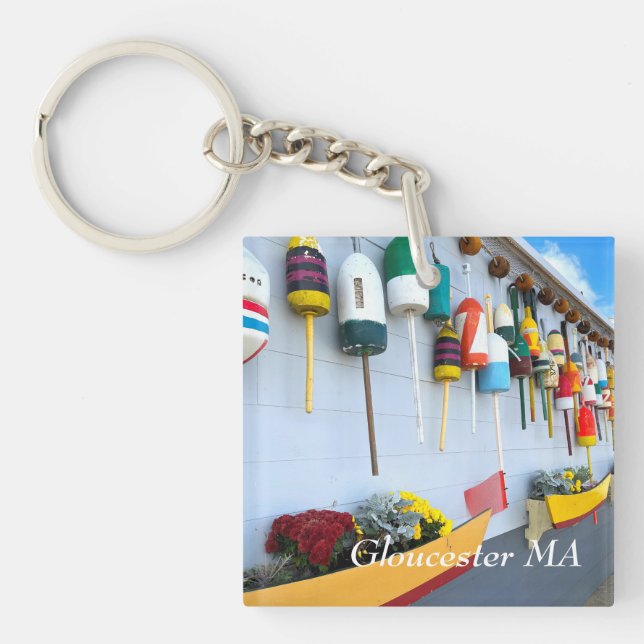 Porte-clés Bouées de homard sur un bâtiment à Gloucester MA (Devant)