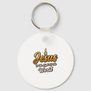 Porte-clés Bougie Jésus Lumière du Monde Chrétien Vecteur_1