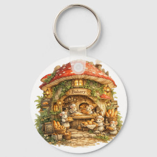 Porte-clés Boulangerie Champignon Cottagecore Bois Fantaisi