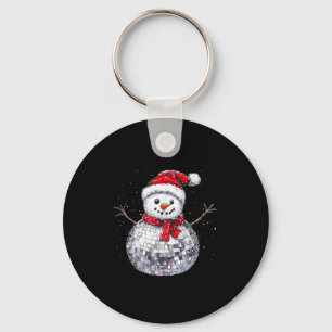 Porte-clés Boule à facettes Noël Bonhomme de neige Chapeau de