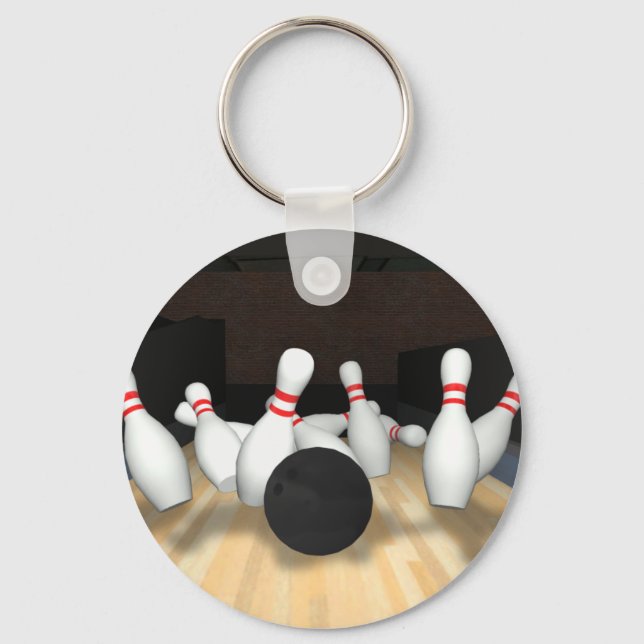 Porte-clés Boule de Bowling & Pins : Modèle 3D : (Recto)