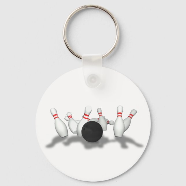 Porte-clés Boule de Bowling & Pins : Modèle 3D : (Recto)