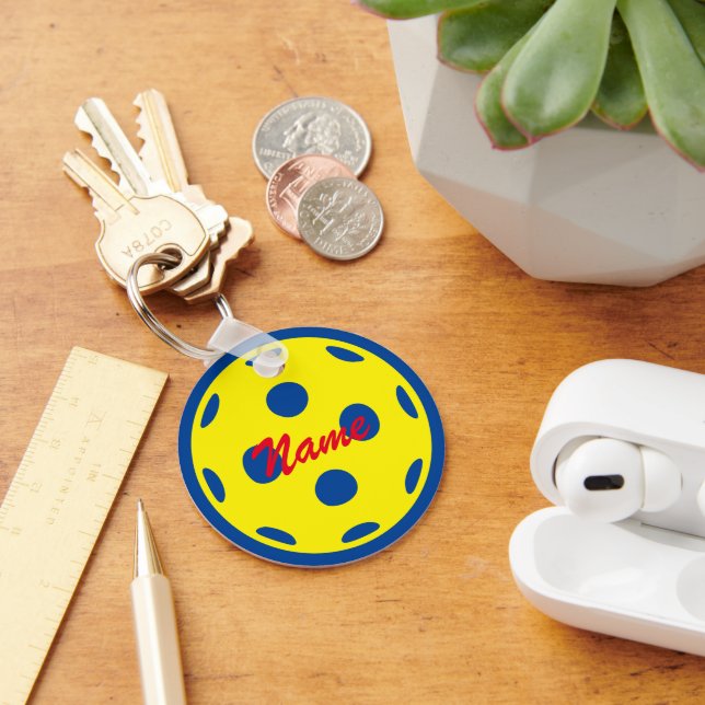 Porte-clés Boule de pickle jaune personnalisé porte - clé en  (Bureau)